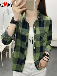 Camisas de blusas femininas 2023 Camisa xadrez impressa Wmen Moda coreana dentro de blusas de mangas longas de grande manga de tamanho longo das camisetas xadrez de mangas compridas