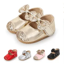 First Walkers Citgeett Spring Infant Baby Girls Princess Shoes paljetter Bowknot Walking Shoes Footwear Prewalker 0-18 Months GC1994