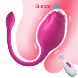 Nya trådlösa rosvibratorer för kvinnor med tunga slickande fjärrkontroll dildo g spot massager älskar ägg sex leksaker för kvinnlig vuxen 230316