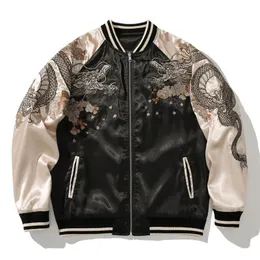 Mens Jackets Spring and Autumn Embroidered Jacket Dragon Animal Baseball Uniform Contrast Color Casual Couple Clothes 230327