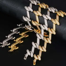 925 srebrne srebrne najnowsze hip -hopowe mrożone drut kękli kubańska bransoletka Choker Naszyjnik w białym złoto