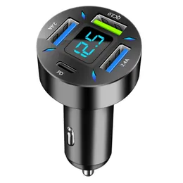 66W 4 Ports USB PD Quick Car Charger QC3.0 Type C Fast Charging Car Adapter Cigarette Lighter Socket Splitter For Mobile Phone