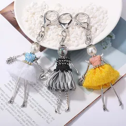 Keychains YLWHJJ Brand 2023 Cute Doll Keychain Women Car Pendant Girls Bag Key Chains Ring Statement Handmade Fashion Jewelry