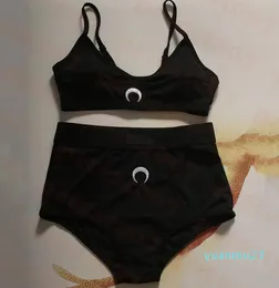 Mond bestickter Badeanzug-Bikini-Set, Designer-Damen-BH-Slip-Set, hohe Taille, Damen-Unterwäsche, zwei Farben, 45