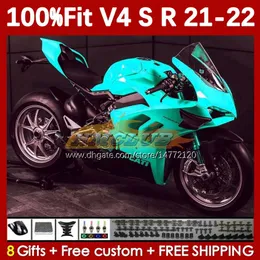 Fairings de motocicleta para DUCATI Street Fighter Panigale V4S V4R V 4 V4 S R 2018-2022 Corpo 167No.55 V-4S V-4R V4-S V4-R 21 22 2021 2022 Moldagem por injeção Carroçaria ciano estoque