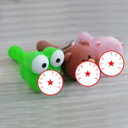 Bunte Bären-Schwein-Frosch-Stilpfeifen Silikon-Kraut-Tabak-Ölplattformen Glas-Neunloch-Filterschüssel Tragbare Handpfeifen Rauchen Zigarette Handhalterrohr DHL