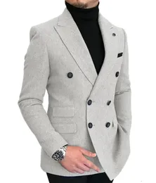 Mäns kostymer blazers mäns kostym lapel dubbel breasted ull formell bussiness jacka prom tuxedos mönstrad blazer för bröllop groomsmen 230328