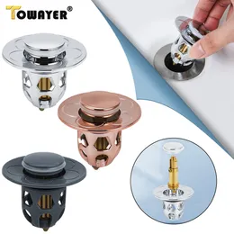 Drains Bathroom Sink Drains Stainless Steel PopUp Bounce Core Basin Drain Filter Hair Catcher Shower Sink Strainer Bath Stopper Tools 230327