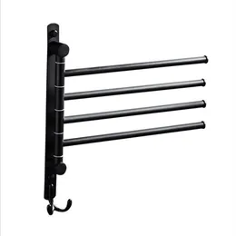 Stainless Steel Black Finish Swing Out Towel Bar Folding Arm Swivel Hanger Holder Folding Movable Bath Towel Bar T200916305V