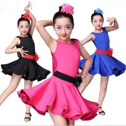 Artigo para o palco vestidos de dança latina vestidos de verão meninas crianças vestido latino