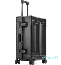 Suitcases High-grade 100% Aluminum-magnesium Rolling Luggage For Boarding Spinner Travel Suitcase 46 Wheels