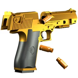 Gold Desert Eagle Shell Ejecting Toys Model M1911 Pistol Soft Bullet Fidget Toy Gun Children Shoot Outdoor Game Boys Gift S2012