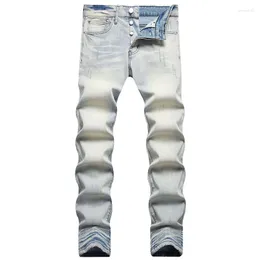 Jeans da uomo 2023 Mens di alta qualità azzurro dritto Slim Plus Size 42 44 Pantalones Designer per uomo Pantaloni casual in denim