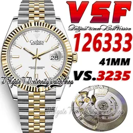 2023 sbf126333 3235 VSA3235 Automatic Mens Watch 41MM Fluted Bezel White Dial Stick Yellow Gold Silver Two Tone SS 904L Steel Bracelet Super Edition eternity Watches