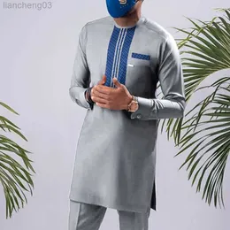 Spares de canciones para hombres 2022 New Dashiki Men's Clothing Sets For Man Shirt and Pant Suits de dos piezas para hombres African Clothing for Gentleman (M-4XL W0328