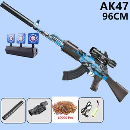 Ak47 gel bola arma automática hidro gel arma 96cm rifle manual elétrico 2 modos para crianças jogo de tiro adultos cs luta filme prop