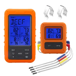 Kitchen Timers 4 Temperature Kitchen Digital Cook Wireless BBQ Barbecue Thermometer With Timer 230328