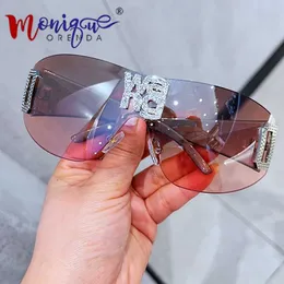 Luxury Punk Solglasögon Wang Brand Designer Sun Glasses Men Fashion Shades Y2K Eyewear UV400 GAFAS DE SOL230328