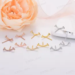 Stud Full Diamond Stud 18k Altın Kaplama Lüks Marka Tasarımcı Mektup Kalp Küpeler Kadın Minimalist İnci Küpe Düğün Takı