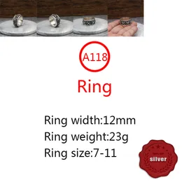 A118 S925 Sterling Silver Ring شخصية أزياء الشرير الهيب هوب نمط القابل للدوار