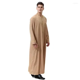 Abbigliamento etnico 2023 Ropa Hombre Robe Musulmano Uomo Kaftan Abaya Arab Islamic Zipper Manica lunga Patchwork Tenue Musulman Homme Erkek Giyim