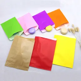 10 PC Gift Wrap Bolsas de papel Kraft coloridas bolsas favores golosinas envoltura regalos productos horneados corativo para fias 25 udslot Z0327