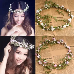 Bridal Hair Wreath Headband Wrist Flower Wedding Veils Headpieces Accessories For Bridesmaid Wedding Hats Headdress Quinceanera Tiaras 15 Boho Fascinator