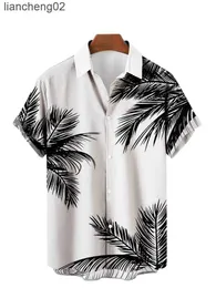 Camisas casuais masculinas 2022 Camisa casual de mangas curtas Men Plus Size Size Hawaiian 3D Digital Print Top Men's Top Vintage Summer Stretwear Shirt For Men Women W0328