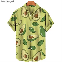 Men's Casual Shirts Mr. Lonely Store Homemade Summer New Hawaiian Style 3D Fruit Printed Short Sleeve Shirt Casual Versatile Men's Clothing W0328