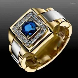 Rings Cluster Fashion Luxury maschile in stile punk intarsio blu zircone orologio anello anello di coinvolgimento del coinvolgimento della personalità