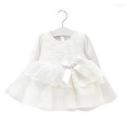 소녀 드레스 큰 판매 가을 가을 아기면 레이스 투투 형식 드레스 흰색 공주가 풀 슬리브 볼 가운 옷 6m 9m 간격