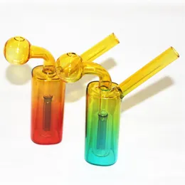 Ny Mini Glass Oil Burner Bong Colorful Pyrex tjock glas Ash Catcher Water Pipe Recycler Dab Rig Bong Hosah