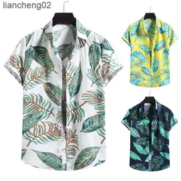 Mäns casual skjortor 2021 Nya ankomst herrskjortor män hawaiian camicias casuas casuas one-knapp vilda skjortor tryckta kortärmade blusar toppar #3 w0328