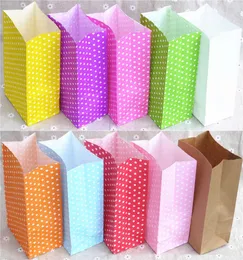 10 PC Gift Wrap Mini bolsa de papel de pie para regalo bolsas coloridas de lunares 18x9x6cm embalaje de el mejor regalo abierto venta al por mayor Z0327