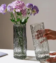 Creative transparent vase European color home glass vase green dill hydroponic vase rich bamboo dried flower vase