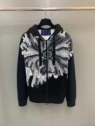 2023 Nya designer hoodies högkvalitetsblommor trycker design mode avslappnad dragkedja män stickade hoodies