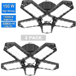 15000LM 150W Foldable LED Bulbs E27 Garage Light Adjustable Multi Panel Market Shop Ceiling Lamp For Workshop Warehouse Lighting