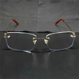Najlepsze luksusowe okulary przeciwsłoneczne 20% zniżki bez obręczy z czystymi klatkami oka męscy przezroczyste optyczne okulary metalowe deisgner okular