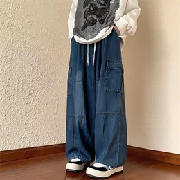 Erkekler Kot Mens Jeans Japon Büyük Boy Pantolon Gevşek Wideleg Vintage Erkekler ve Erkekler Sonbahar Kış Harem Fenerik Amerika Tulumları Z230731