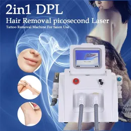 Lasermaskin Fabrikspris 2 i 1 IPL OPT E-LIGHT smärtfri Permanent hårborttagning RF ND YAG LASER TATTOO Removal Machine 3 Tips