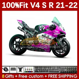 Motorcykelkropp för Ducati Street Fighter Panigale V4S V4R V 4 V4 S R 21 22 2021 2022 BODY 167NO.100 V-4S V4-R V-4R V4-S 2018-2022 Injektionsmålning Purple Stock