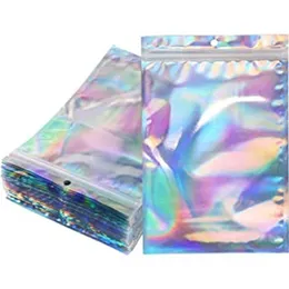 10 PCギフトラップBolsas de Aluminio ConCierre Hermtico 25 Paquetes Resbles Prueba Olores Bolsas Papel Hologrficas Color Arcoris Z0327