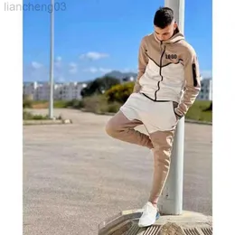 Herrspårar 2022 Solid Color Fashion Lable Men's Hoodie Jacket Coat Hooded Training Tracksuit Sports Shirts Set tröja Vuxen Jogging W0328