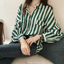 Women's Blouses Shirts Outdoor Street Lady Shirt Striped Casual Loose Womens Tops Ladies Long Sleeve