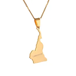 Stainless Steel Republique du Cameroun Map Pendant Necklace Douala Yaounde Africa Jewelry Cameroon Map Chain Jewelry314f