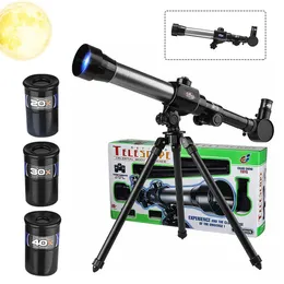 Bilim Keşfi 20X 40X Çocuk Teleskop Astronomi Stargazing Monocular, Dış Hava Deney Kampı için Tripod Kullanımı ile