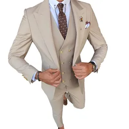 Męskie garnitury Blazery Slim Fit Fashion 3 -częściowe garnitury męskie Formal Business Tuxedo dżentelmeni ślubne Zasady Blazer Pants Vest 230328
