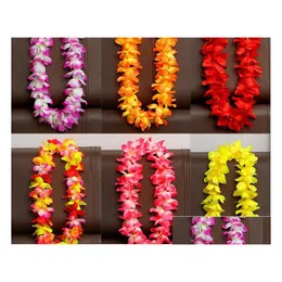 Decorative Flowers Wreaths Hawaii Ha Wreath 100Cm Thick Neck Ring Collar Chest Evening Drop Delivery 202 Dhbel