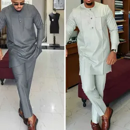 Męskie dresy nowe dashiki męskie top spodni 2 strój afrykański męski Zestawy odzieży kaftan i pres dwuczęściowe garnitury afrykańskie ubranie W0328