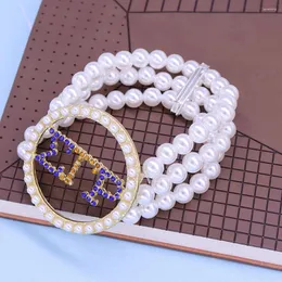 스트랜드 도착 3 개의 레이어 모방 진주 소어 서비스 로얄 블루 옐로우 그리스어 Sigma Gamma Rho Bracelets Lady Party Jewelry